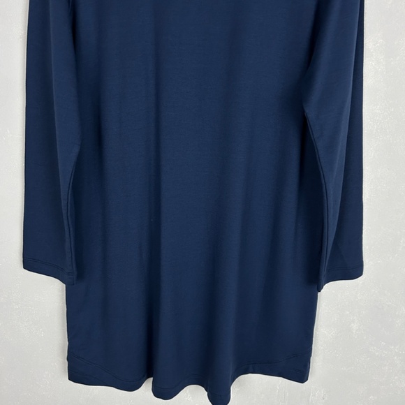 J. Jill size L Purejill cowl neck swing dress navy luxe tencel short long sleeve - Picture 10 of 13